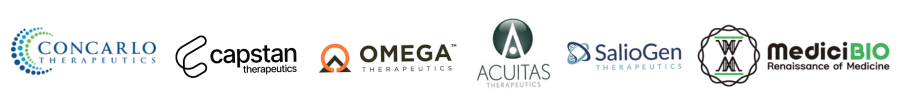 Medici Bio, Concarlo, Omega Therapeutics, , Capstan Therapeutics, SalioGen, Acquitas Therapeutics